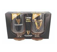Guinness 2-Pack Embossed Victoria Goblet Stem Glasses With Harp Design