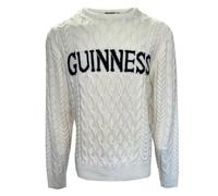 Guinness Aran Pull en tricot noir ou blanc, blanc, XL