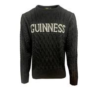 Guinness Aran Pull en tricot noir ou blanc, Noir , XL