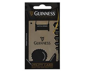 Guinness Credit Card Sized Multi Tool Silver Utility Card With Black Harp Design