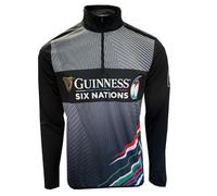 Guinness Maillot de rugby Six Nations avec fermeture éclair 1/4, Noir , XL