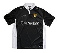 Guinness Official Merchandise White Performance Rugby Shirt Manches Courtes, L, Noir