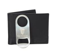 GUINNESS Portefeuille en cuir noir et porte-clés - Blocage RFID, portefeuille à deux volets en cuir véritable pour homme, porte-cartes fin, portefeuille élégant et durable pour homme - Produit