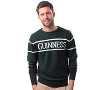 Guinness Pull Maille Tricot Homme Officiel avec Inscription en Blanc, Vert Bouteille