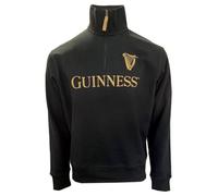 Guinness Sweat-shirt à fermeture éclair 1/4 avec emblème noir, Noir , M