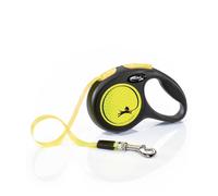 Guinzaglio estensibile a fettuccia modello Flexi New Neon con manico ergonomico