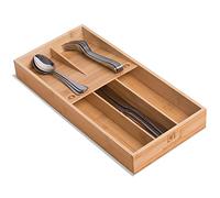 guiogc Organiseur de tiroir en bambou pour argenterie, cuisine, plateau à ustensiles, plateau à couverts pour cuillères, fourchettes, couteaux