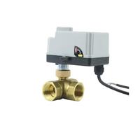 GUIPENG Vanne à boisseau sphérique motorisée 3 voies en laiton AC220 V 1/2", 3/4", 1", actionneur électrique fils et deux commandes DN15, DN20, DN25, DN32 avec interrupteur manuel(3/4")