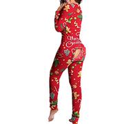 Guiran Pyjama une pièce pour femme avec col en V échancré et rabat boutonné à l’arrière - Justaucorps, Étoile, S