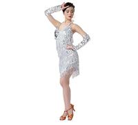 Guiran Robe Gatsby sans Manche Femme 1920S Robe à Frange Bretelles Réglables Robe à Paillettes Charleston pour Déguisement Soirée Danse Latine