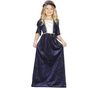 GUIRCA 85598.0 Déguisement de dame médiévale, pour enfants de 7-9 ans, Bleu/Blanc