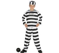 Fiestas Guirca – Déguisement enfant – Costume de prisonnier 10-12 ans, noir