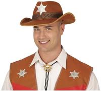 Chapeau Sherrif Feutr? En Marron. (Taille Unique) Multicolore