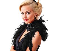 Fiestas Guirca – Boa en plumes 1,80 m – Noire – Adulte Femme – Plumes de qualité