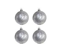 Guirca Lot de 4 Boules avec Paillettes, Argent