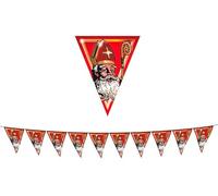 Guirlande 10 fanions Motif noël 'Saint Nicolas' Rouge 5m