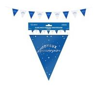 guirlande à fanions anniversaire 6m bleu - générique gf24bl Bleu G