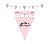 guirlande à fanions anniversaire 6m rose - générique gf24rs Rose G