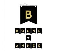 GUIRLANDE À FANIONS CARTON BONNE ANNÉE 3M NOIR