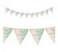 guirlande à fanions papier gender reveal 3m - sud trading cd7378 Rose G