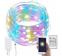 Luminea Home Control Guirlande à LED RVB connectée compatible commandes vocales - 10 m