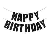 Guirlande Aanniversaire 1 ensemble de bannières noires «Joyeux anniversaire» for décoration murale, accessoire photo, toile fond