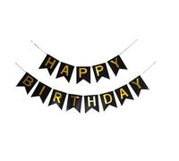 Guirlande Aanniversaire 1pc Doré Joyeux Anniversaire Drapeau Queue d'Aronde Alphabet Fête Décorée Triangle(Black)