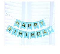 Guirlande Aanniversaire Guirlande de fanions en papier coloré 5 m for joyeux anniversaire, décoration fête(Light blue)