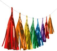 guirlande "Arc-en-ciel" à franges et pompons | Multicolore 300cm