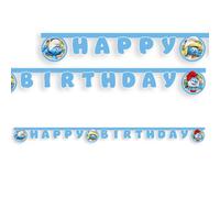 Guirlande articulée Happy Birthday Schtroumpf 200 cm - Bleu