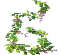 Guirlande artificielle à suspendre - 200 cm - Fleur de glycine réaliste - Pour la maison, un mariage, un jardin, un mur intérieur ou extérieur - Fausse grimpante - Verdure florale tombante - Rose