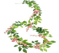 Guirlande artificielle à suspendre - 200 cm - Fleur de glycine réaliste - Pour la maison, un mariage, un jardin, un mur intérieur ou extérieur - Fausse grimpante florale de verdure - Rose