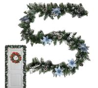 Guirlande artificielle de Noël en plein air, guirlande en vert artificielle de 8,8 pieds avec pines pour les vacances, guirlande de vert pour la porte d'entrée des vacances, hiver