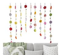 Guirlande Au Crochet - Ensemble De Cordes De Décoration Florale Tricotées Boho, Présentoir Suspendu Pour Fête | Arrangement D'ornement Textile Fabriqué À La Main, Accessoire De Style De Fenêtre De Por