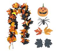 Guirlande Automnale pour Cheminée,Decoration Automne Citrouilles | Décoration Souple Feuilles Vigne Couronne pour Table Cheminée Porche Intérieur Fenêtre Extérieur