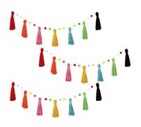 Guirlande avec pompons Boho | 3 pièces Guirlande Colorée Style Boho,Fête pour Noël Jardin D'anniversaire Photographie,Mur Porte École Bibliothèque Classe Tableau d'affichage