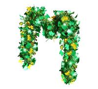 Guirlande avec trèfle vert, couronne de 200 cm avec trèfle vert pour la maison, décoration de fête de la Saint-Patrick, pour fêtes, anniversaires, maison, chambre, salle de bain, bureau, appartement