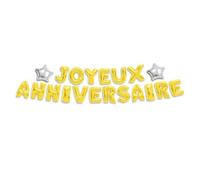 GUIRLANDE BALLONS LETTRES ANNIVERSAIRE 6M OR