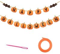 Guirlande Bannière avec inscription Happy Halloween avec citrouilles et chauve-souris