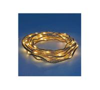 Guirlande Batterie Fixe 30 Microleds Corde De Jute Lumière Blanche Chaude 5,03m