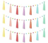 Guirlande Boho - Lot de 3 Guirlandes Bohème Multicolores pour Salle de Classe - Décoration Murale Porte Plafond Tableau | Mur Porte École Bibliothèque Classe Tableau