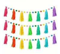 Guirlande Boho Pour Salle de Classe,Lot de 3 Guirlandes Bohème Multicolores pour Salle de Classe | Décoration Saisonnière pour Maternelle Crèche École Bibliothèque | Mur Porte École Bibliothèque Class