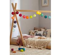 GuirLED - Guirlande lumineuse boules coton LED USB - Télécommande sans fil - Veilleuse bébé 2h - Adaptateur secteur double USB 2A inclus - 4 intensités - 32 boules 3.2m - Arlequin