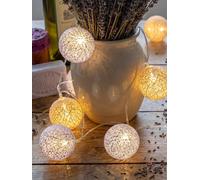 GuirLED - Guirlande lumineuse boules coton LED USB - Télécommande sans fil - Veilleuse bébé 2h - Adaptateur secteur double USB 2A inclus - 4 intensités - 32 boules 3.2m - Provence