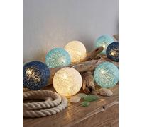 GuirLED - Guirlande lumineuse boules coton LED USB - Veilleuse bébé 2h - Adaptateur secteur double USB 2A inclus - 3 intensités - 24 boules 2.4m - Océan