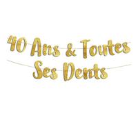 Guirlande Brillante Joyeux Anniversaire - 40 Ans et Toutes Ses Dents - Décorations, Cadeaux, Accessoires et Articles de Fête d’Anniversaire