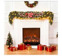 Guirlande cèdre Noël 1,8/2,7 m pré-illuminée LED Blanc Chaud - Feuillage réaliste pour cheminée, Portes, escaliers et décor Festif (Filtre 100 Mesh avec éclairage, 2,7 m)