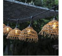 Guirlande lumineuse extérieure raccordable 82m avec 200 ampoules LED filament E27 blanc chaud HAWAII LIGHT Abat-jour polyrotin bohème