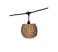 Guirlande lumineuse raccordable d'extérieur avec abat-jour en polyrotin style bohème 7 ampoules à filament douille E27 LED blanc chaud PINE LIGHT 6m