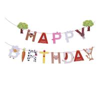 Guirlande D’anniversaire Thème Ferme, Lettres Happy Birthday, Papier